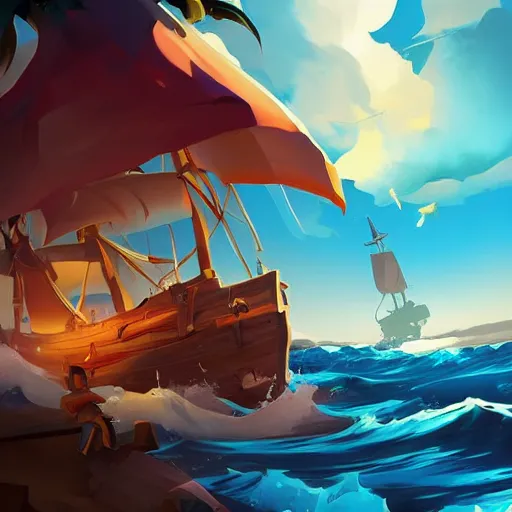 Image similar to painting treasure on sea of thieves game smooth median photoshop filter cutout vector, behance hd by jesper ejsing, by rhads, makoto shinkai and lois van baarle, ilya kuvshinov, rossdraws global illumination