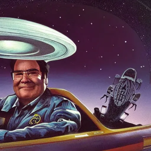 Image similar to aztec art of dan akroyd piloting a ufo, national geographic, history channel