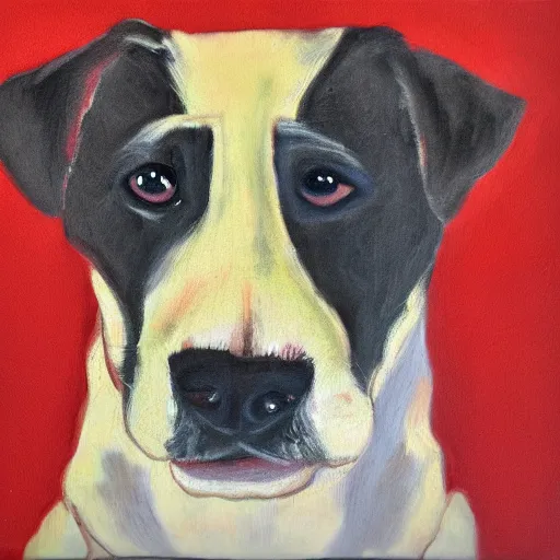 Image similar to Portrait of dog, fine art, made by John emms