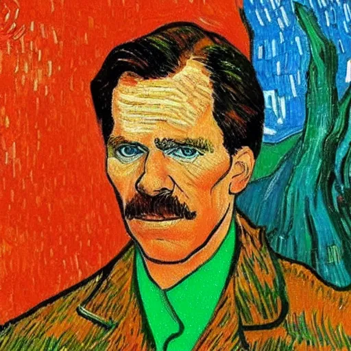 Image similar to premier rutte in the style of vincent van gogh