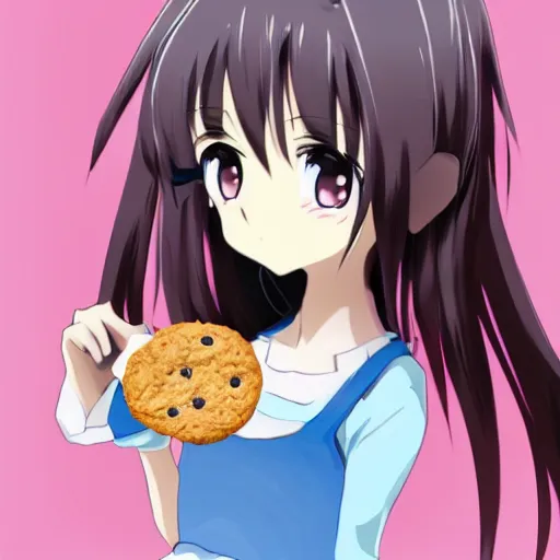 Image similar to anime girl with a chocolate chip cookie