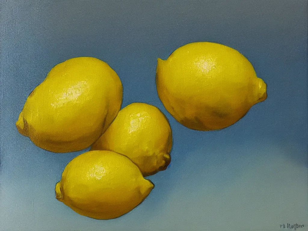 Image similar to oil on canvas painting of a lemon