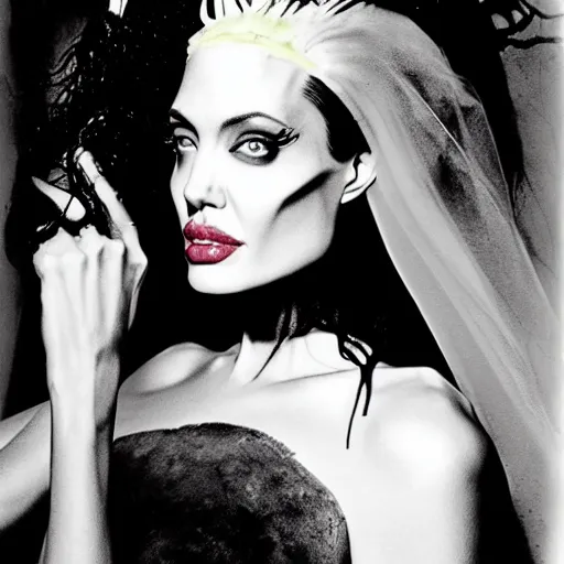 Image similar to Angelina Jolie as the Bride of Frankenstein