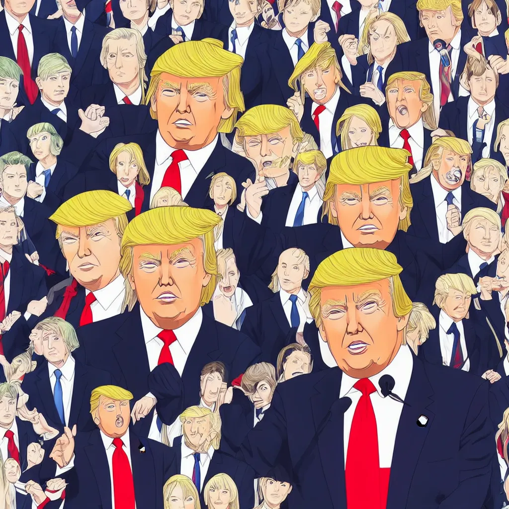 Prompt: donald trump anime portrait