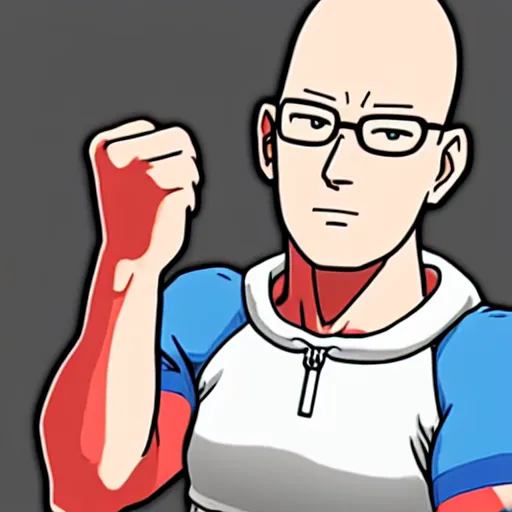 Prompt: Hank hill, one punch man, arm wrestling