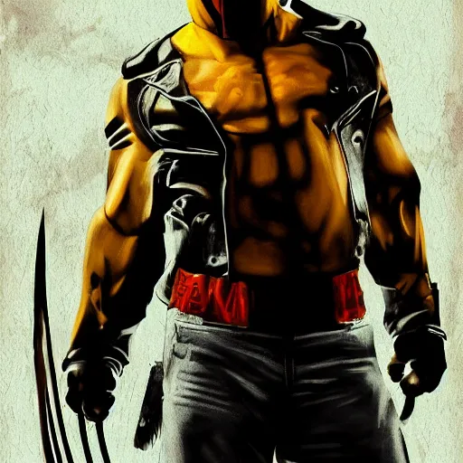 Image similar to Tom Hardy in wolverine suit Digital art 4K quality Photorealism