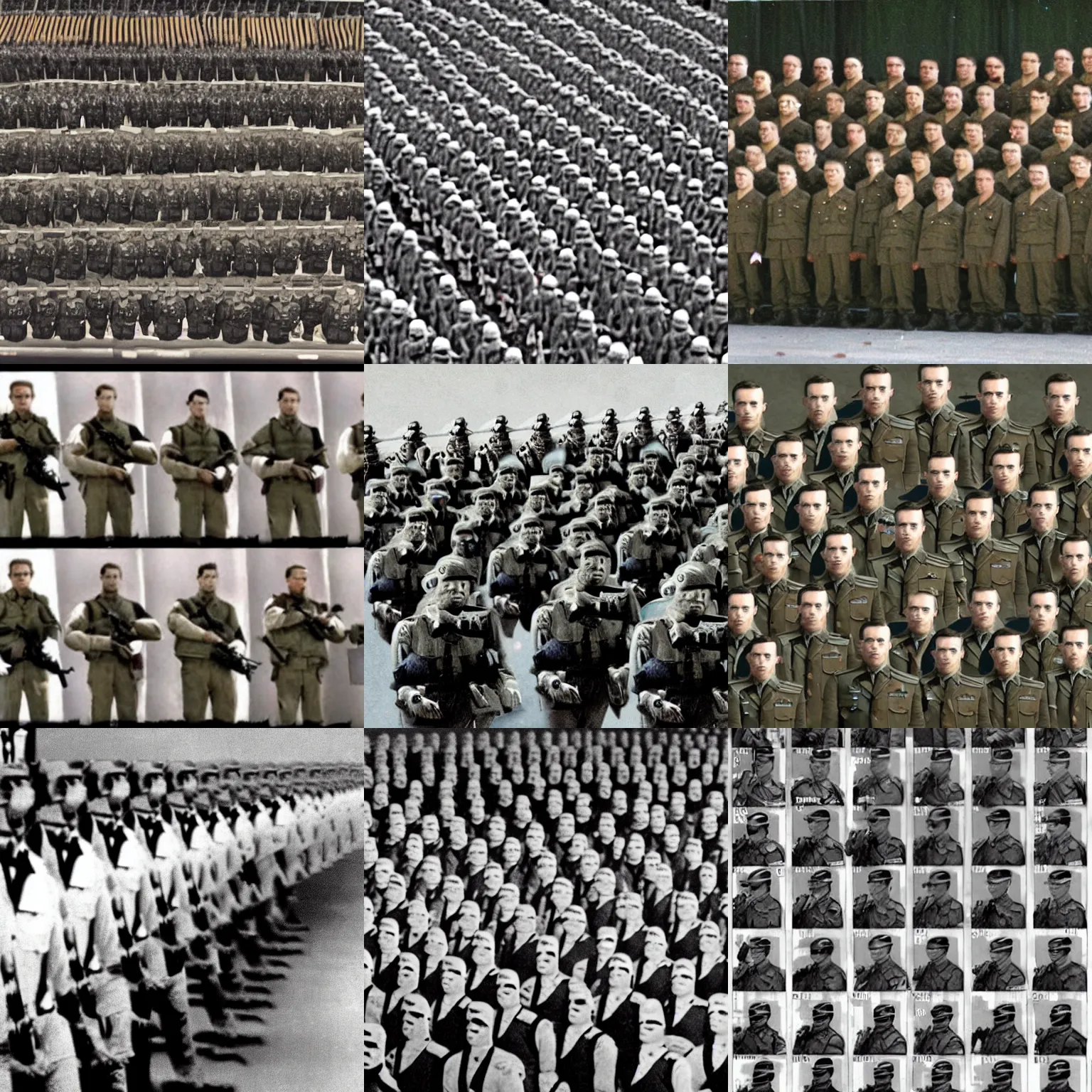 Prompt: army of hitlers clones clones