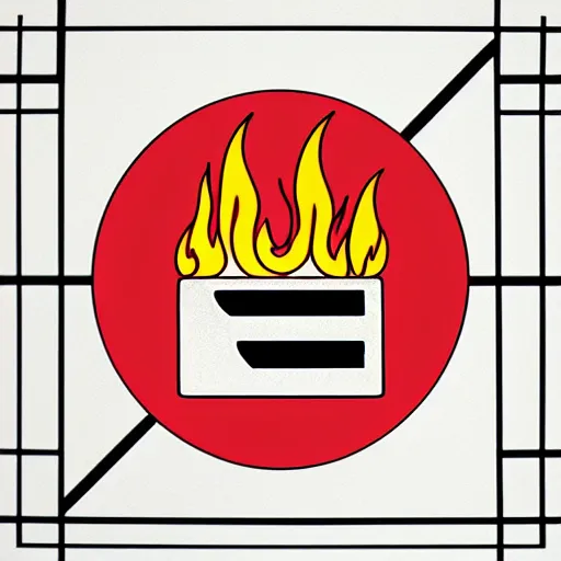 Image similar to minimalistic clean enamel pin of fire flame warning label, retro design