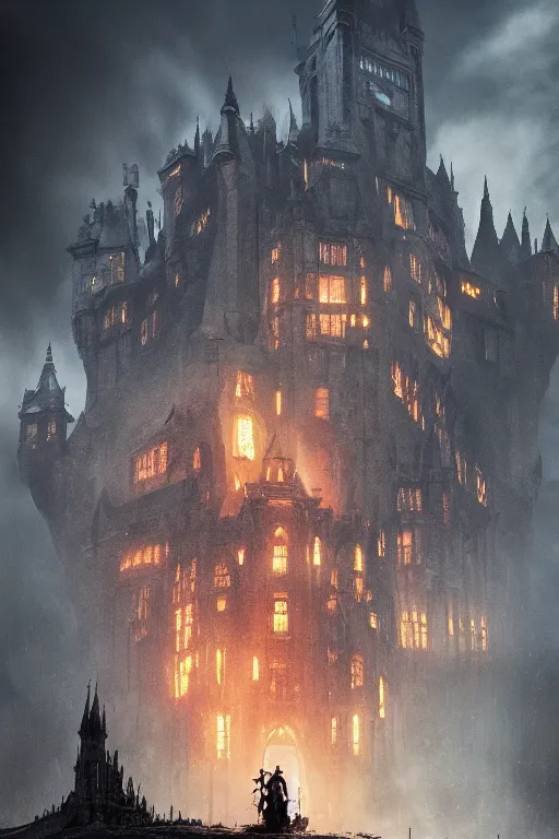 Prompt: a castle burning inside the reflection of a dragons eye by Greg Rutkowski, Sung Choi, Mitchell Mohrhauser, Maciej Kuciara, Johnson Ting, Maxim Verehin, Peter Konig, Bloodborne, macro lens, 35mm, 8k photorealistic, cinematic lighting, HD, high details, atmospheric,