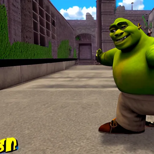 Image similar to shrek in tony hawk pro skater 2, screenshot