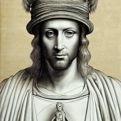 Image similar to a character portrait, by Quirizio di Giovanni da Murano, behance, romanesque, da vinci, detailed painting, academic art