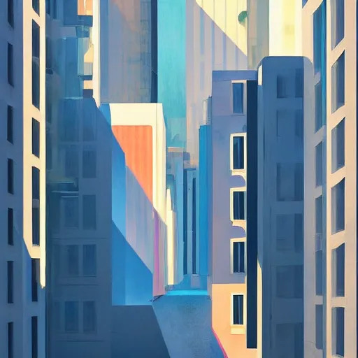 Prompt: 🌈 🛰 abstract city flat by atey ghailan and edward hopper
