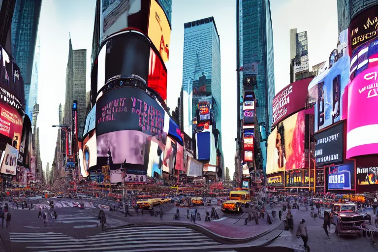 Image similar to actual new York city's time square, witn an open portal to the past showing the same place in 1880, overlay, extremely realistic, 8k, octane render