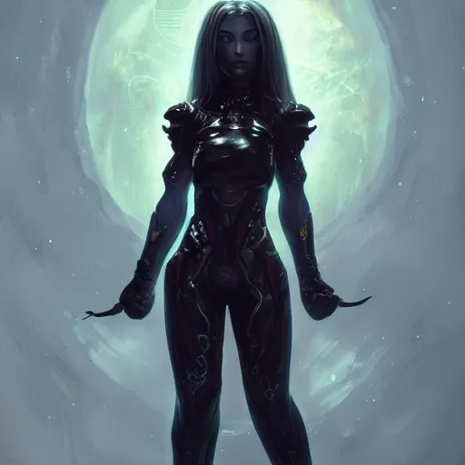 Image similar to samus aran as a goth girl, fantasy, intricate, elegant, highly detailed, digital painting, artstation, concept art, matte, sharp focus, illustration, art by aenaluck and roberto ferri and greg rutkowski, epic fantasy, digital painting