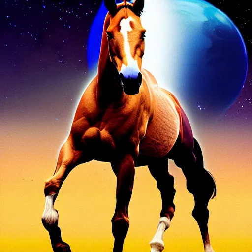 Image similar to fusion of horse and astronaut, photo by kronenberg and rutkowski