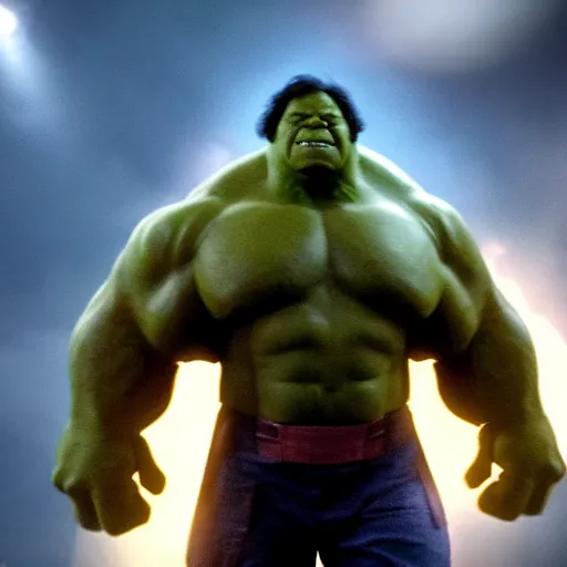 Prompt: a promotional screenshot of Danny Devito playing The Hulk in Avengers: Infinity War