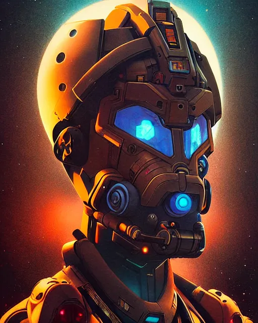 Image similar to sigma from overwatch, character portrait, portrait, close up, concept art, intricate details, highly detailed, vintage sci - fi poster, retro future, in the style of chris foss, rodger dean, moebius, michael whelan, and gustave dore