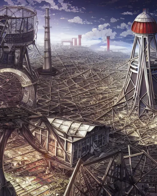 Prompt: a beautiful hyperdetailed anime illustration of urbex abandoned industrial architecture building city architecture windmill by peter eisenman, tokyo otherworldly darkacademia assassin's creed cosmic hyperrealism sunlight tundra, archdaily, wallpaper, highly detailed, trending on artstation.