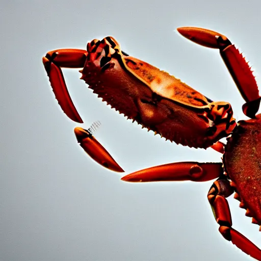 Image similar to crab holding a knife. nature photography, crab battle