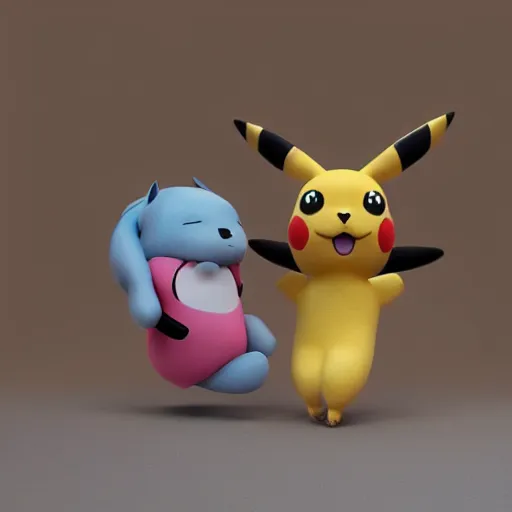 Image similar to pokemon cutie stuffed animal friends, unreal ungine 5, octane render, cinema 4 d