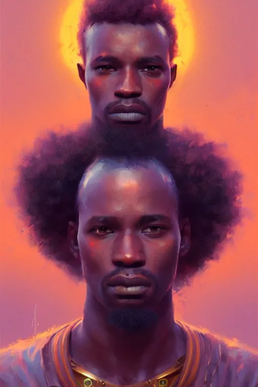 Prompt: african man, curly hair, sci-fi, modern, colourful!! highly detailed, digital painting, artstation, concept art, sharp focus, illustration, by greg rutkowski