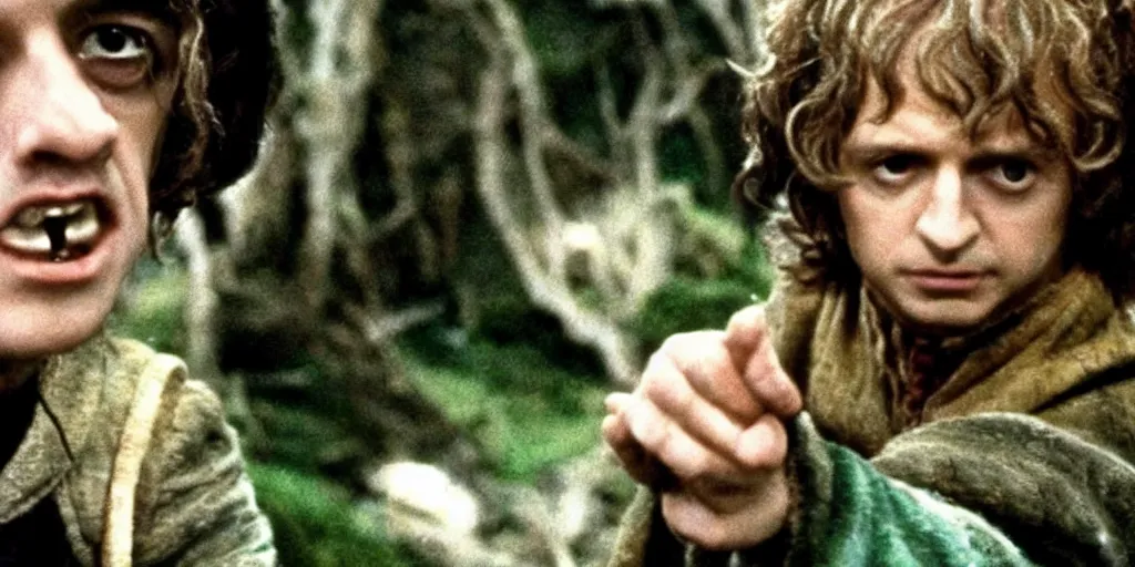 Image similar to A full color still of young Ringo Starr as a hobbit, in The Lord of the Rings directed by Stanley Kubrick, 1970,