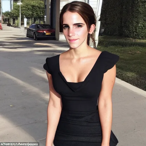 Prompt: a full - figure profile image of a woman who is a genetic combination of emma watson and kim kardashian