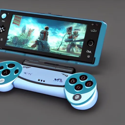 Prompt: what the PS vita 2 could have been, 3d concept art, trending on artstation