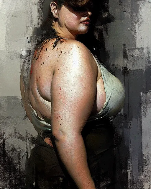 Prompt: beautiful plus size girl painting by jeremy mann