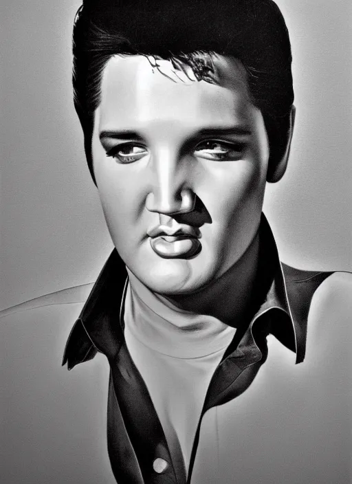 Image similar to portrait of elvis presley by paul cadden