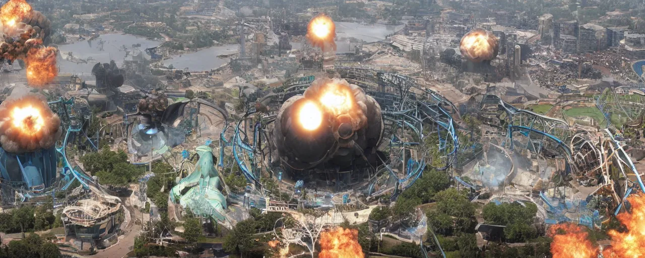 Image similar to a theme park being nuked