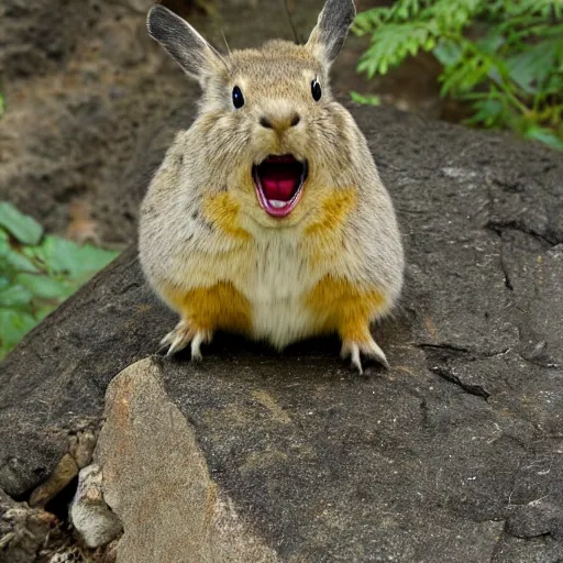 Prompt: mountain pika screaming