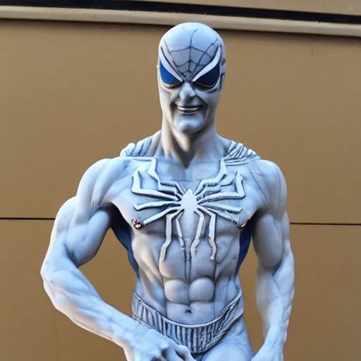 Prompt: spiderman greek marble statue, marble statue, white highly detailed