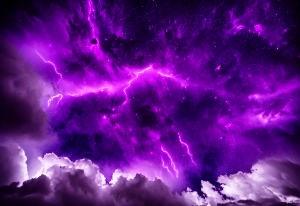 Image similar to purple color lighting storm with Aztecs fighting enemies nebula sky with dramatic clouds 50mm shot