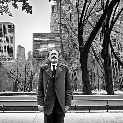 Image similar to portrait of friedrich nietzche taken with canon eos, f / 4, taken in chicago millennium park