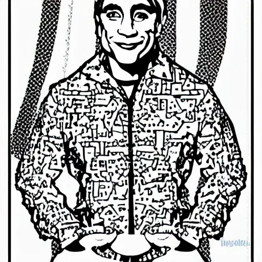 Image similar to Tony Danza coloring book page, black and white