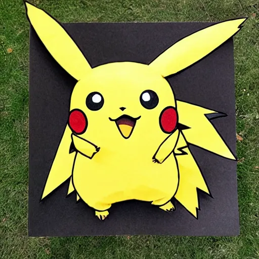 Prompt: Pikachu made out of cardboard