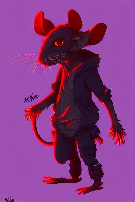 Prompt: a rat fursona, trending on artstation, by kawacy, furry art, digital art, cyberpunk, high quality, backlighting