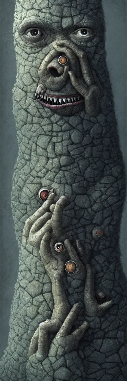 Image similar to gediminas pranckevicius | close up portrait of a monster in the sinister valley of despair, one mouth, one nose, two eyes, oil painting by tomasz jedruszek, cinematic lighting, pen and ink, intricate line, hd, 4 k, million of likes, trending on artstation