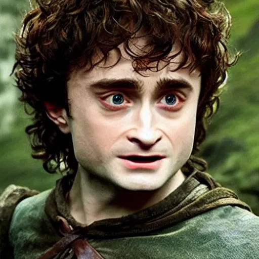 Prompt: daniel radcliffe as frodo baggins in lord of the rings