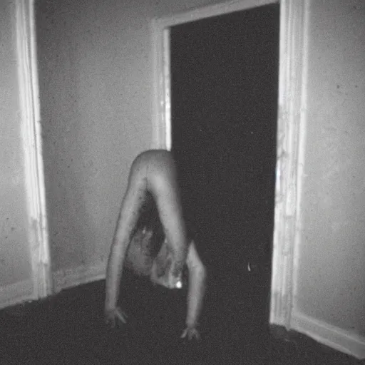 Image similar to creepy cursed Photograph of Samara Morgan crawling out of a television, water dripping, dark, no lights, moist, taken using a film camera with 35mm expired film, bright camera flash enabled, award winning photograph, creepy, liminal space