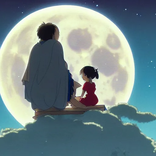 Prompt: futuristic spiritual mystic photo of the moon, studio ghibli, beautiful, crisp