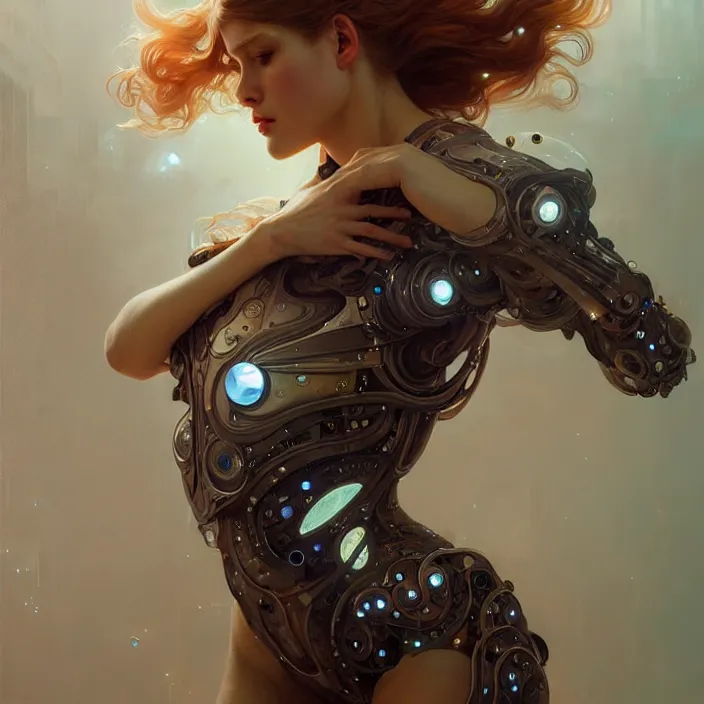 Image similar to liquid cyborg, diffuse lighting, fantasy, intricate, elegant, highly detailed, lifelike, photorealistic, digital painting, artstation, illustration, concept art, smooth, sharp focus, art by john collier and albert aublet and krenz cushart and artem demura and alphonse mucha