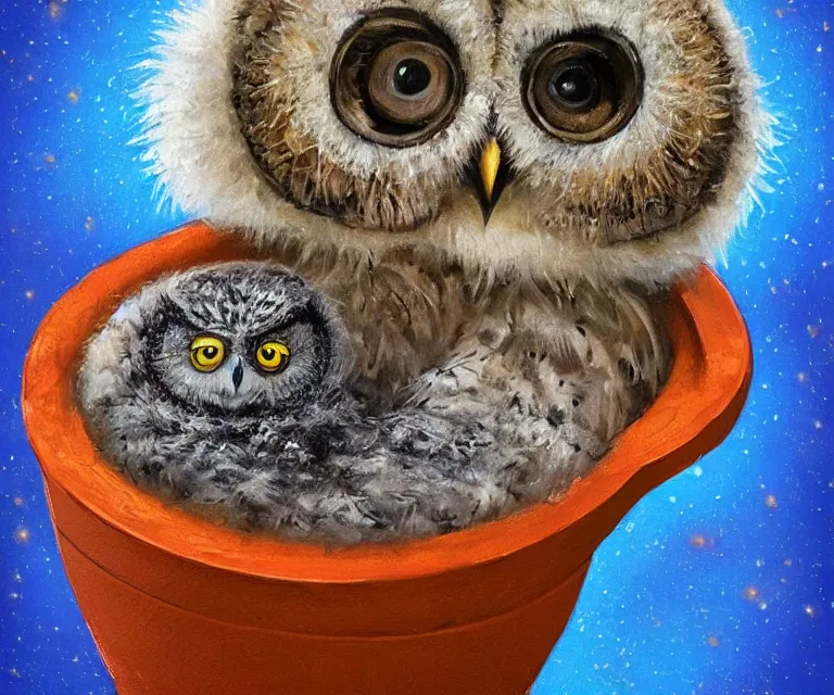 Image similar to a qr code pointing to the youtube website! dream long shot of a very cute owl chick nesting in a very cozy cup on the window of a smiling toddler, esao andrews, humorous illustration, hyperrealistic, big depth of field, warm colors, night scenery, low light, 3 d octane render, 4 k, conceptart, hyperdetailed, hyperrealistic, trending on artstation