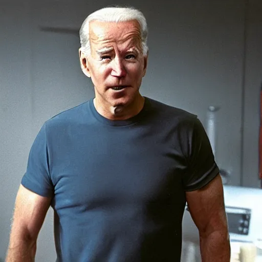 Image similar to film still of joe biden with a muscular body starring in philadelphia