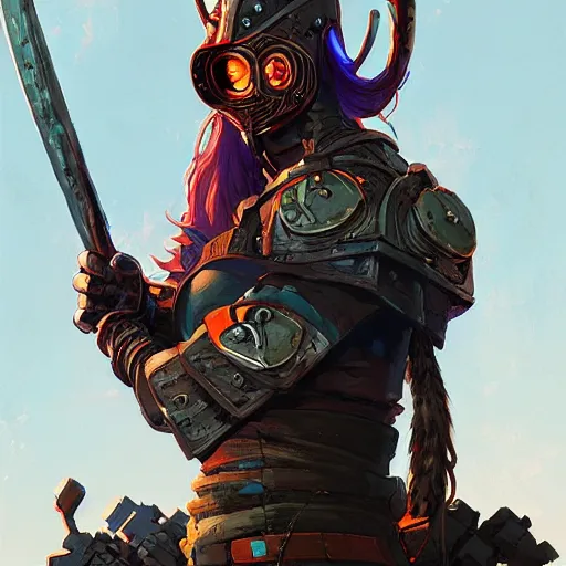 Image similar to cyberpunk viking helmet mask warrior goddess robot ninja fantasy, art gta 5 cover, official fanart behance hd artstation by jesper ejsing, by rhads, makoto shinkai and lois van baarle, ilya kuvshinov, ossdraws