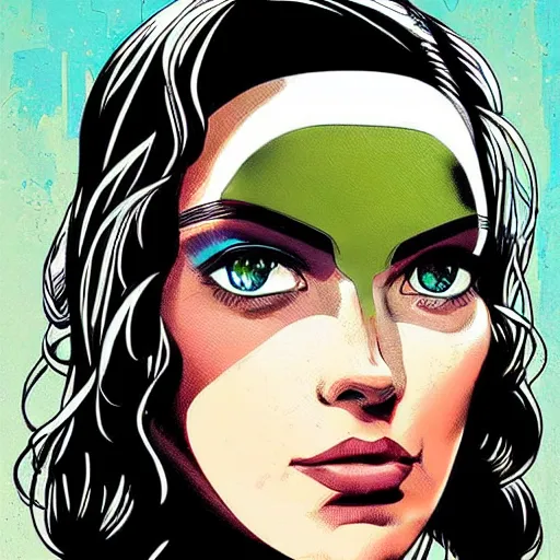 Image similar to portrait of a female android, by MARVEL comics and Sandra Chevrier