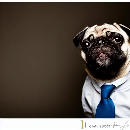 Prompt: pug in a suit, studio photography, canon r 6, cinematic light