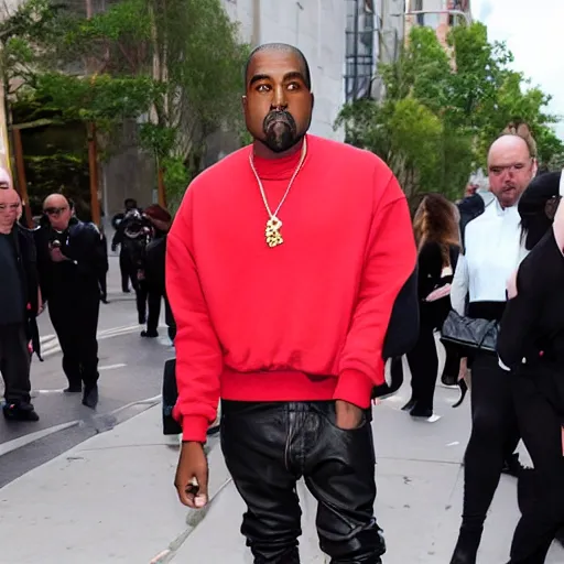 Image similar to kanye west dressed as peppa pig