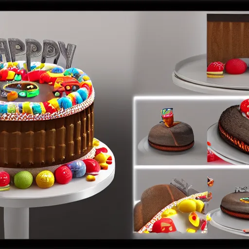 Image similar to an intricate render of a birthday cake with a GT3S, unreal engine, rendered by Octane, 4k